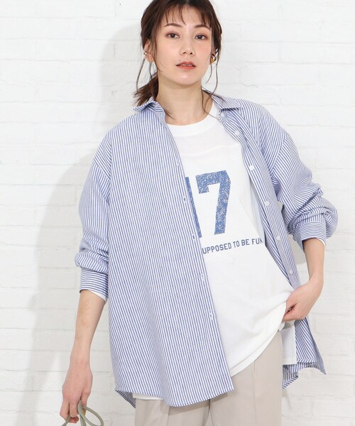 SHOO・LA・RUE（シューラルー）の「◆【洗濯機可/麻混/ドライタッチ】フレンチリネン前開きシャツ（シャツ/ブラウス・レディース・チャコールグレー/ライトブルー/ダークブラウン/イエロー/グリーン/ライトベージュ/グリーン系その他4/ホワイト系/ブラック系1/ブラック系2/ネイビー系2/ピンク系/オレンジ系その他4/ブルー系6/レッド系4/ダークグリーン系2・02/03/04）」の11枚目の写真