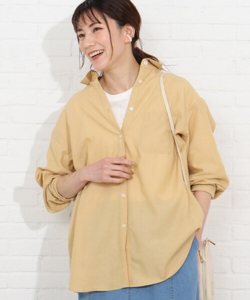 セール 洗濯機可 麻混 ドライタッチ フレンチリネン前開きシャツ シャツ ブラウス Shoo La Rue シューラルー のファッション通販 Zozotown
