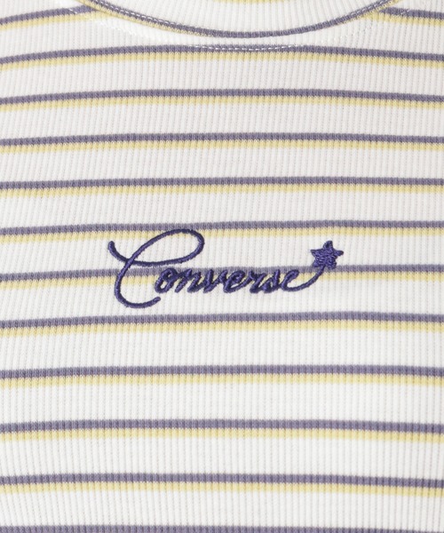 CONVERSE(コンバース)の「CONVERSE コンバース リブクロップドボーダーTシャツ(Tシャツ/カットソー・レディース・ホワイト/ブルー/ブラック/オフホワイト・L/M)」の17枚目の写真