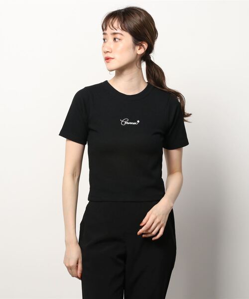 CONVERSE(コンバース)の「CONVERSE コンバース リブクロップドボーダーTシャツ(Tシャツ/カットソー・レディース・ホワイト/ブルー/ブラック/オフホワイト・L/M)」の10枚目の写真