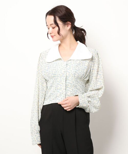 VIBGYOR Women（ヴィブジョー　ウィメン）の「【KOREA SELECT】ビックカラー フラワープリント ブラウス（シャツ/ブラウス・レディース・アイボリー・FREE）」の6枚目の写真