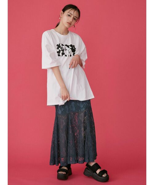 MURUA（ムルーア）の「【MURUA×hiroki nishiyama】MONOTONE GIRL Tシャツ（Tシャツ/カットソー・レディース・ホワイト/ブラック・FREE）」の6枚目の写真