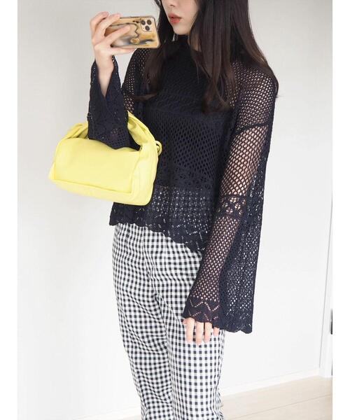 Green　Parks（グリーンパークス）の「透かし編みニットプルオーバー（ニット/セーター・レディース・ネイビー/オレンジ/グリーン・FREE）」の17枚目の写真