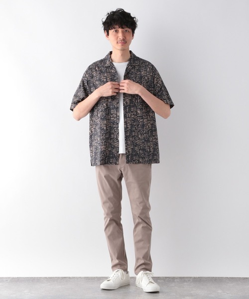 holk 半袖ボタンシャツ サイズ3 ブラウン osharewalker 開襟シャツ メンズ 春夏 トップス 半袖 羽織 襟