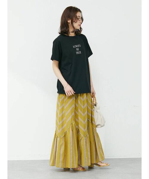 Green　Parks（グリーンパークス）の「・ELENCARE DUE ストライプパネルスカート（スカート・レディース・グリーン/イエロー/ネイビー・FREE）」の8枚目の写真