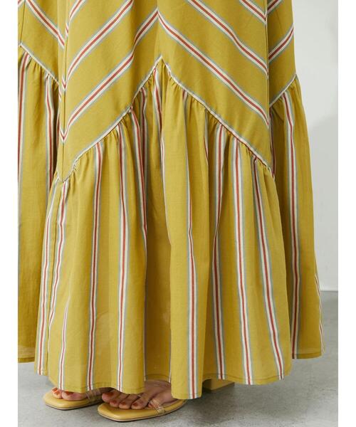 Green　Parks（グリーンパークス）の「・ELENCARE DUE ストライプパネルスカート（スカート・レディース・グリーン/イエロー/ネイビー・FREE）」の6枚目の写真