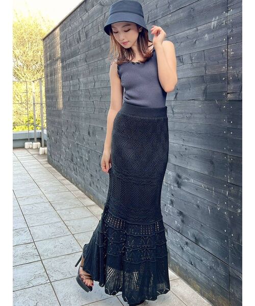 RESEXXY（リゼクシー）の「鈎針風ニットマーメイドスカート（スカート・レディース・アイボリー/ブラック/ブラウン/ベージュ・FREE）」の15枚目の写真