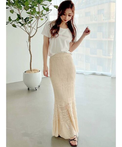 RESEXXY（リゼクシー）の「鈎針風ニットマーメイドスカート（スカート・レディース・アイボリー/ブラック/ブラウン/ベージュ・FREE）」の19枚目の写真