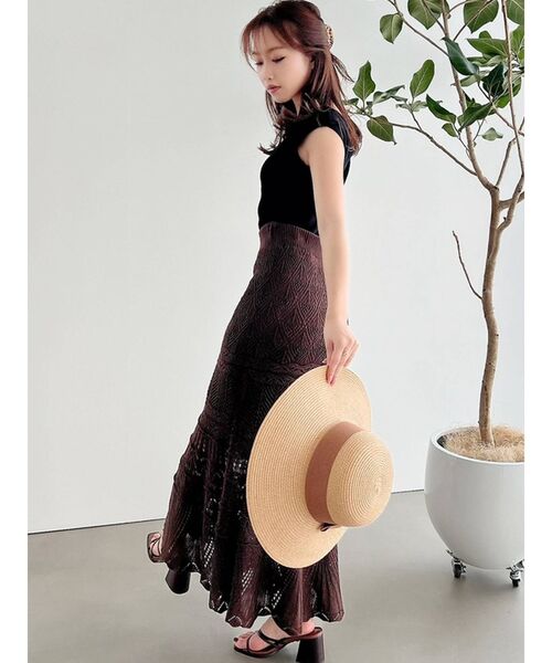 RESEXXY（リゼクシー）の「鈎針風ニットマーメイドスカート（スカート・レディース・アイボリー/ブラック/ブラウン/ベージュ・FREE）」の16枚目の写真