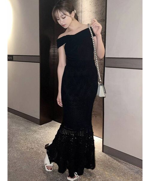 RESEXXY（リゼクシー）の「鈎針風ニットマーメイドスカート（スカート・レディース・アイボリー/ブラック/ブラウン/ベージュ・FREE）」の6枚目の写真