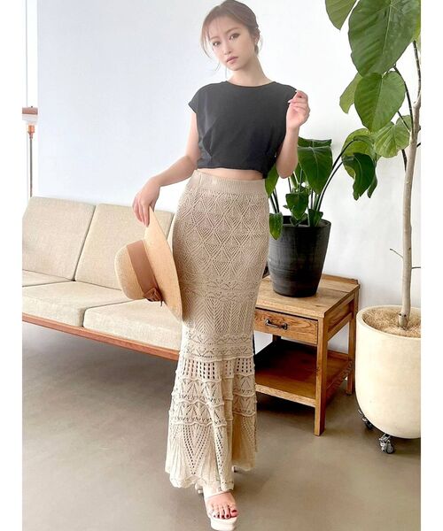 RESEXXY（リゼクシー）の「鈎針風ニットマーメイドスカート（スカート・レディース・アイボリー/ブラック/ブラウン/ベージュ・FREE）」の20枚目の写真
