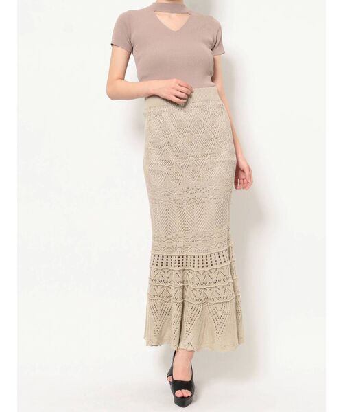 RESEXXY（リゼクシー）の「鈎針風ニットマーメイドスカート（スカート・レディース・アイボリー/ブラック/ブラウン/ベージュ・FREE）」の14枚目の写真