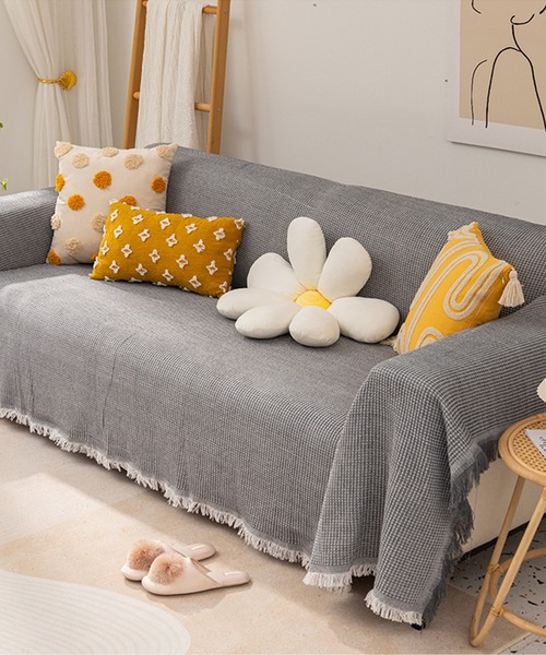 aimoha（アイモハ）の「フリンジマルチカバーソファーブランケット（ブランケット・レディース・ベージュ/グレー/グリーン/ブルー/イエロー/イエロー系その他・FREE）」の19枚目の写真