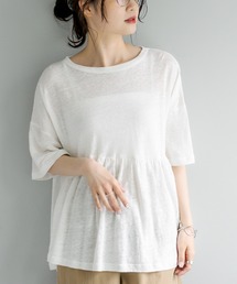 PUAL CE CIN | ラミーリネン天竺ギャザープルオーバー(Tシャツ/カットソー)