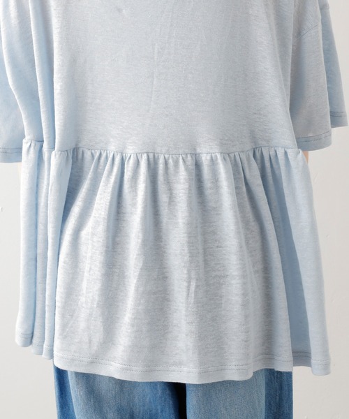 PUAL CE CIN（ピュアルセシン）の「ラミーリネン天竺ギャザープルオーバー（Tシャツ/カットソー・レディース・ホワイト/ブラック/グレー/ブルー・FREE）」の9枚目の写真