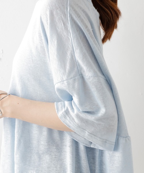 PUAL CE CIN（ピュアルセシン）の「ラミーリネン天竺ギャザープルオーバー（Tシャツ/カットソー・レディース・ホワイト/ブラック/グレー/ブルー・FREE）」の10枚目の写真