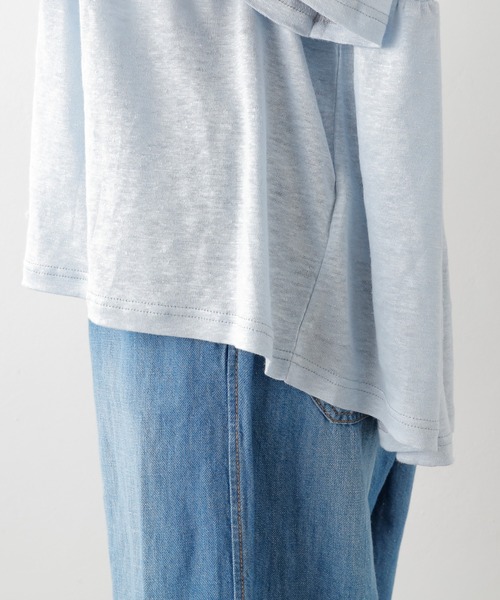 PUAL CE CIN（ピュアルセシン）の「ラミーリネン天竺ギャザープルオーバー（Tシャツ/カットソー・レディース・ホワイト/ブラック/グレー/ブルー・FREE）」の11枚目の写真
