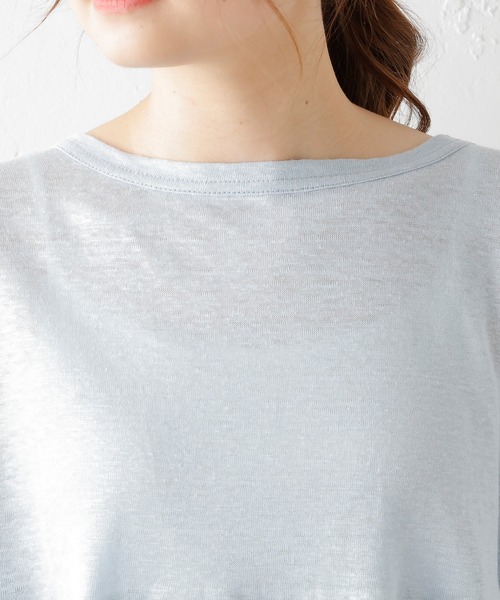 PUAL CE CIN（ピュアルセシン）の「ラミーリネン天竺ギャザープルオーバー（Tシャツ/カットソー・レディース・ホワイト/ブラック/グレー/ブルー・FREE）」の12枚目の写真