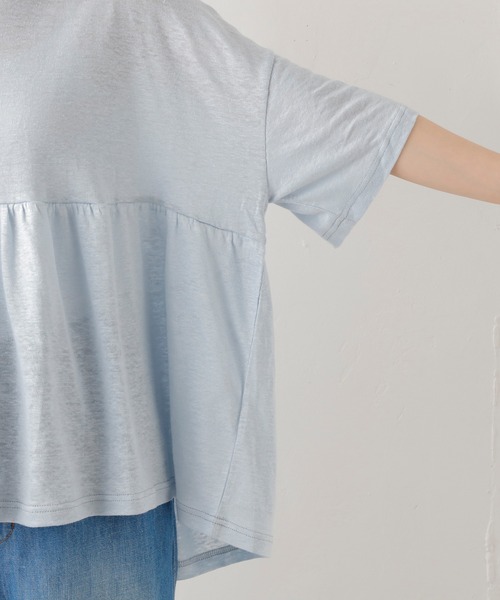 PUAL CE CIN（ピュアルセシン）の「ラミーリネン天竺ギャザープルオーバー（Tシャツ/カットソー・レディース・ホワイト/ブラック/グレー/ブルー・FREE）」の13枚目の写真