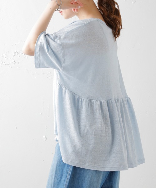 PUAL CE CIN（ピュアルセシン）の「ラミーリネン天竺ギャザープルオーバー（Tシャツ/カットソー・レディース・ホワイト/ブラック/グレー/ブルー・FREE）」の19枚目の写真