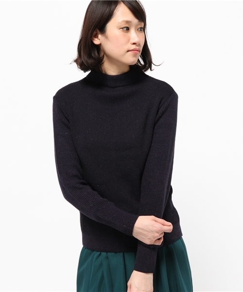 OUTLET（アウトレット）の「【DouDou】ボトルネックプルオーバー（ニット/セーター・レディース・ネイビー/ブルー/オフホワイト・FREE）」の3枚目の写真