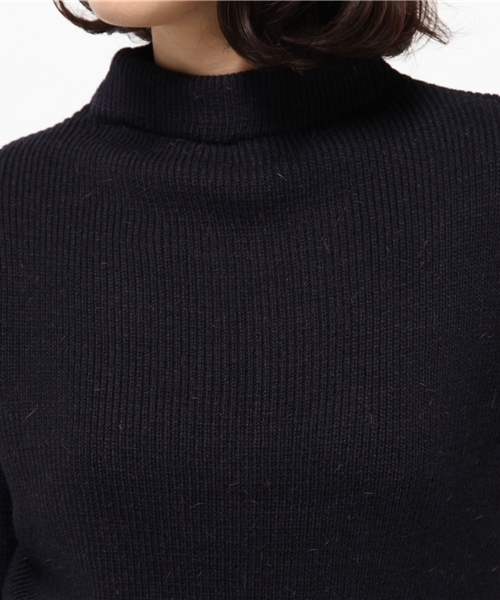 OUTLET（アウトレット）の「【DouDou】ボトルネックプルオーバー（ニット/セーター・レディース・ネイビー/ブルー/オフホワイト・FREE）」の7枚目の写真