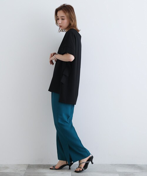 INDIVI（インディヴィ）の「◆【洗える/日本製】スリットチュニックプルオーバー（Tシャツ/カットソー・レディース・ブラック/ライトパープル/ブラウン系その他/ホワイト系/グリーン・12/34/38/05/13）」の9枚目の写真