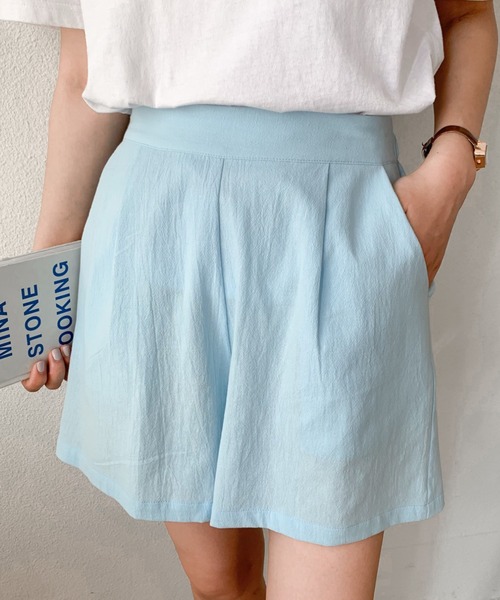 Diosfront（ディオスフロント）の「リネンライクリラックスショートパンツ（その他パンツ・レディース・ブラック/サックスブルー/シャーベット・L/M/S）」の3枚目の写真