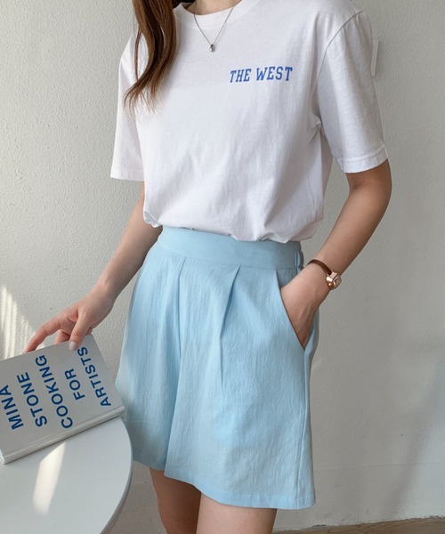 Diosfront（ディオスフロント）の「リネンライクリラックスショートパンツ（その他パンツ・レディース・ブラック/サックスブルー/シャーベット・L/M/S）」の5枚目の写真