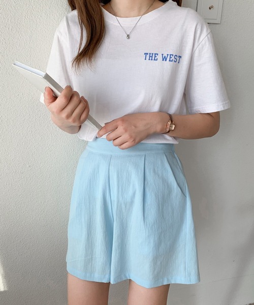 Diosfront（ディオスフロント）の「リネンライクリラックスショートパンツ（その他パンツ・レディース・ブラック/サックスブルー/シャーベット・L/M/S）」の6枚目の写真