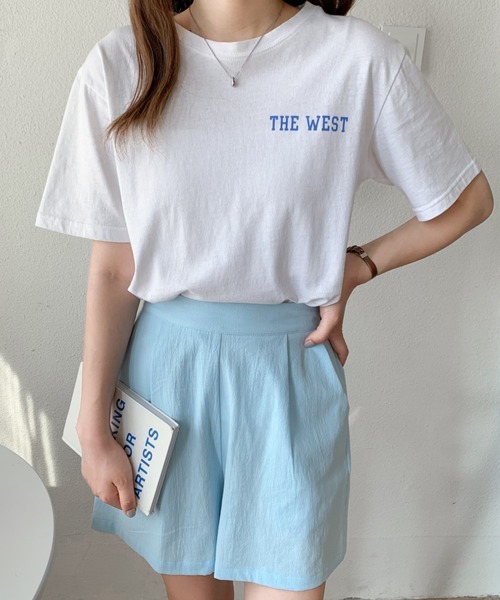 Diosfront（ディオスフロント）の「リネンライクリラックスショートパンツ（その他パンツ・レディース・ブラック/サックスブルー/シャーベット・L/M/S）」の7枚目の写真