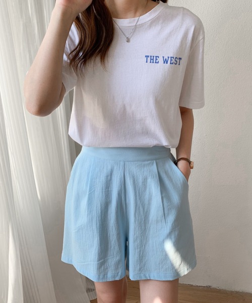 Diosfront（ディオスフロント）の「リネンライクリラックスショートパンツ（その他パンツ・レディース・ブラック/サックスブルー/シャーベット・L/M/S）」の12枚目の写真