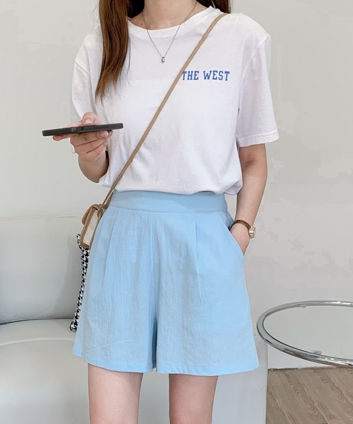 Diosfront（ディオスフロント）の「リネンライクリラックスショートパンツ（その他パンツ・レディース・ブラック/サックスブルー/シャーベット・L/M/S）」の14枚目の写真