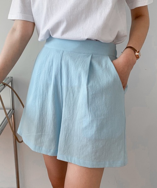 Diosfront（ディオスフロント）の「リネンライクリラックスショートパンツ（その他パンツ・レディース・ブラック/サックスブルー/シャーベット・L/M/S）」の18枚目の写真