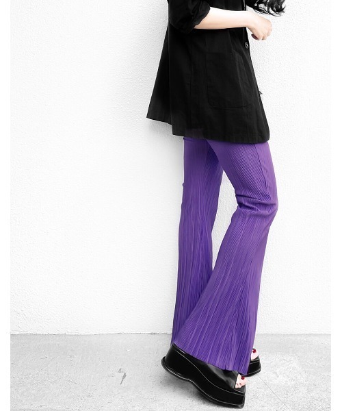 LVEU.（ラブユ.）の「Color pleated straight pants / カラープリーツストレートパンツ(Ai select)（その他パンツ・レディース・ブラック/パープル/グリーン・FREE）」の7枚目の写真