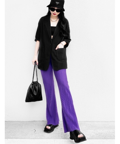 LVEU.（ラブユ.）の「Color pleated straight pants / カラープリーツストレートパンツ(Ai select)（その他パンツ・レディース・ブラック/パープル/グリーン・FREE）」の9枚目の写真