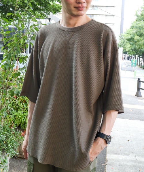 CRAFT STANDARD BOUTIQUE(クラフトスタンダードブティック)の「ワッフルクルーネックBIGプルオーバー *(Tシャツ/カットソー・メンズ・ブラック/アイボリー/カーキ・LL/M/L)」の3枚目の写真