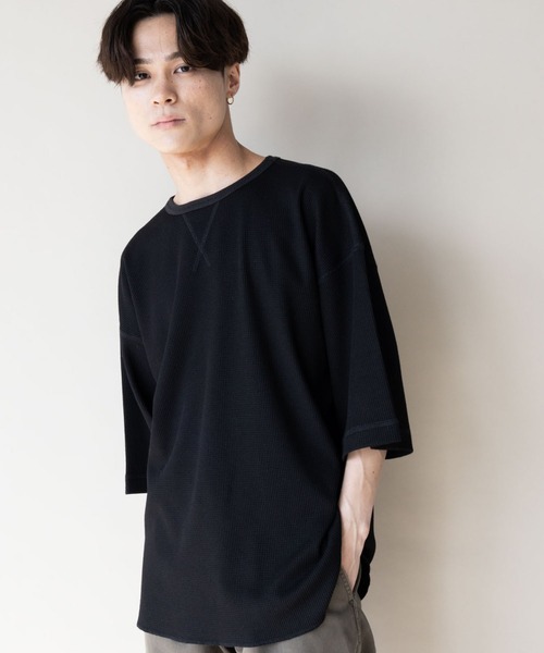 CRAFT STANDARD BOUTIQUE(クラフトスタンダードブティック)の「ワッフルクルーネックBIGプルオーバー *(Tシャツ/カットソー・メンズ・ブラック/アイボリー/カーキ・LL/M/L)」の1枚目の写真