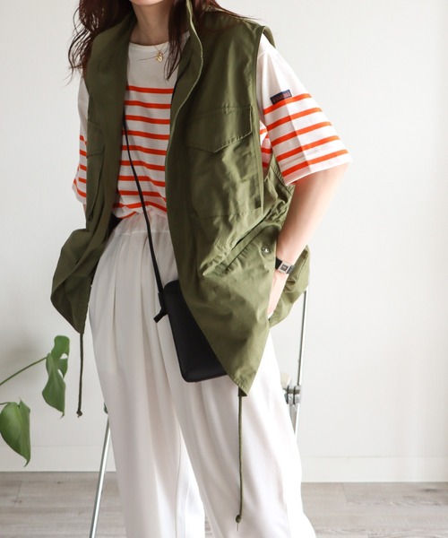 COURO（コウロ）の「ボートネックバスクパネルボーダーTシャツ（Tシャツ/カットソー・レディース・オレンジ/ブルー・FREE）」の15枚目の写真