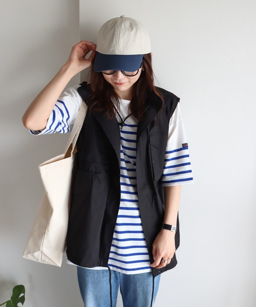 COURO（コウロ）の「ボートネックバスクパネルボーダーTシャツ（Tシャツ/カットソー・レディース・オレンジ/ブルー・FREE）」の13枚目の写真