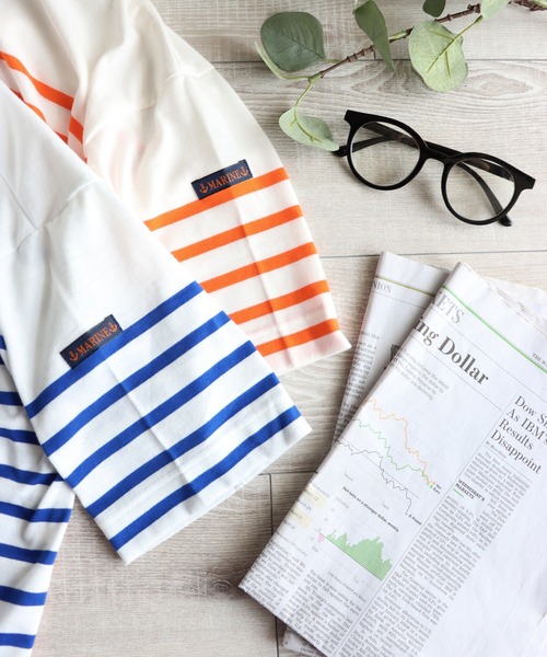 COURO（コウロ）の「ボートネックバスクパネルボーダーTシャツ（Tシャツ/カットソー・レディース・オレンジ/ブルー・FREE）」の20枚目の写真