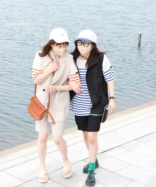 COURO（コウロ）の「ボートネックバスクパネルボーダーTシャツ（Tシャツ/カットソー・レディース・オレンジ/ブルー・FREE）」の7枚目の写真