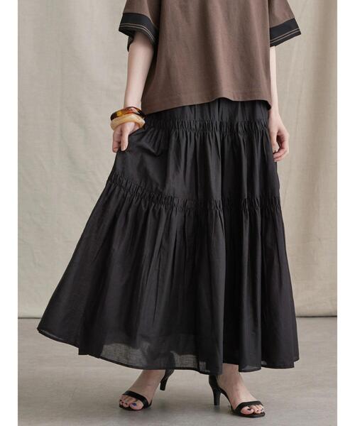 AMERICAN HOLIC（アメリカンホリック）の「丈違いインドCottonティアードスカート（スカート・レディース・ブラック/ブラウン/オフホワイト/ピンク/イエロー・M/L）」の14枚目の写真