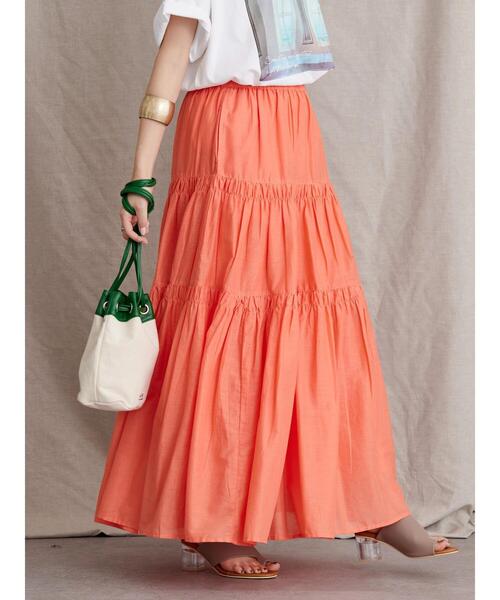 AMERICAN HOLIC（アメリカンホリック）の「丈違いインドCottonティアードスカート（スカート・レディース・ブラック/ブラウン/オフホワイト/ピンク/イエロー・M/L）」の12枚目の写真