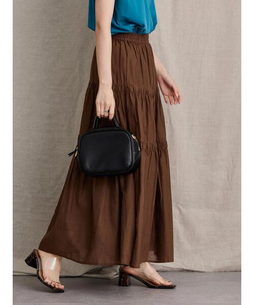 AMERICAN HOLIC（アメリカンホリック）の「丈違いインドCottonティアードスカート（スカート・レディース・ブラック/ブラウン/オフホワイト/ピンク/イエロー・M/L）」の8枚目の写真