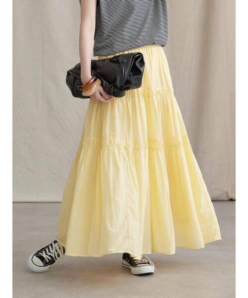 AMERICAN HOLIC（アメリカンホリック）の「丈違いインドCottonティアードスカート（スカート・レディース・ブラック/ブラウン/オフホワイト/ピンク/イエロー・M/L）」の6枚目の写真