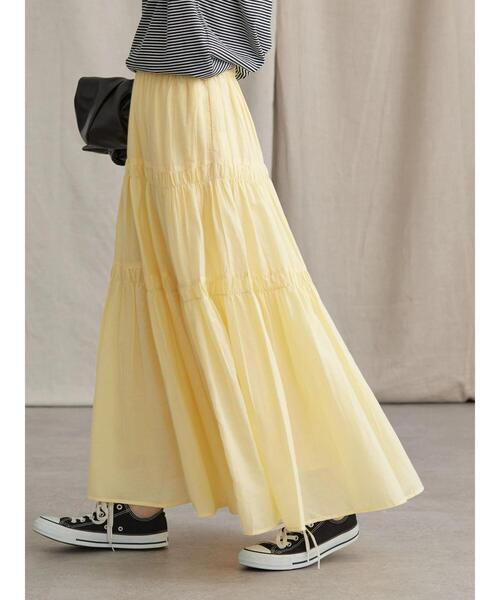 AMERICAN HOLIC（アメリカンホリック）の「丈違いインドCottonティアードスカート（スカート・レディース・ブラック/ブラウン/オフホワイト/ピンク/イエロー・M/L）」の22枚目の写真