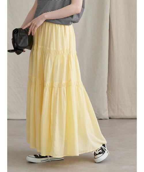 AMERICAN HOLIC（アメリカンホリック）の「丈違いインドCottonティアードスカート（スカート・レディース・ブラック/ブラウン/オフホワイト/ピンク/イエロー・M/L）」の17枚目の写真