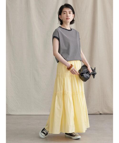 AMERICAN HOLIC（アメリカンホリック）の「丈違いインドCottonティアードスカート（スカート・レディース・ブラック/ブラウン/オフホワイト/ピンク/イエロー・M/L）」の20枚目の写真