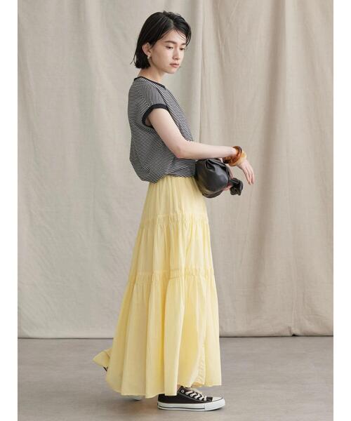 AMERICAN HOLIC（アメリカンホリック）の「丈違いインドCottonティアードスカート（スカート・レディース・ブラック/ブラウン/オフホワイト/ピンク/イエロー・M/L）」の15枚目の写真